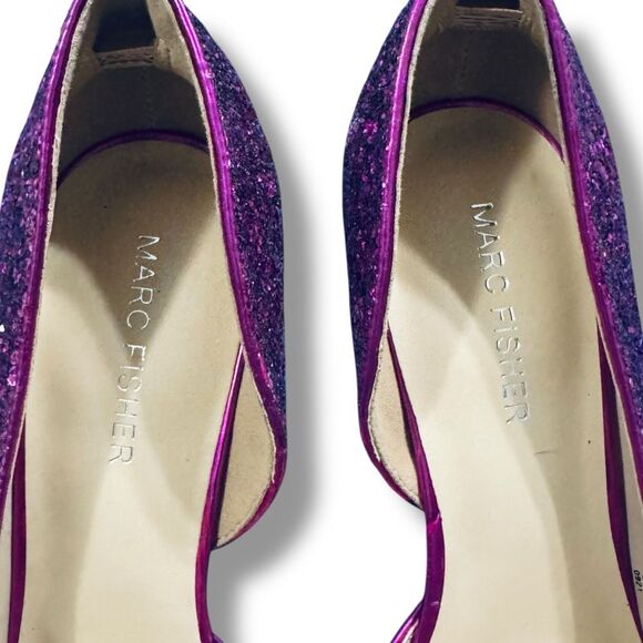 Marc Fisher Pink Glitter D’Orsay Stiletto Heels Women’s Size 7 Pointed Toe - Picture 6 of 8
